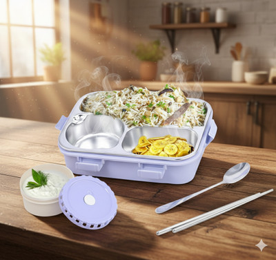 VSELL Lunch Box for Kids Compartment Insulated Stainless Steel Tiffin Box for KID_K261 3 Containers Lunch Box(750 ml, Thermoware)