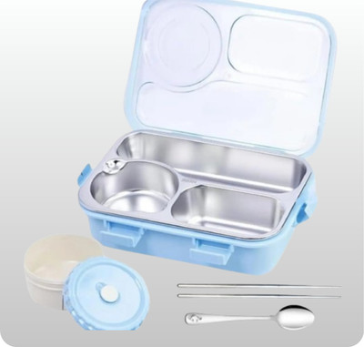 MOIRA INTERNATIONAL Lunch Box 3 Compartment Leakproof, Stainless Steel, With SPOON & FORK 3 Containers Lunch Box(810 ml, Thermoware)