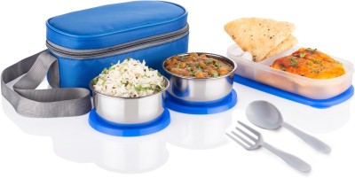 ALTOSA NEW INNOVATIVE DESIGN OF LUNCHBOX IN BLUE COLOR STAINLESS STEEL LUNCHBOX SET 2 Containers Lunch Box(350 ml)