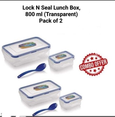 GMH SKI Lock & Seal Lunch Box, 800 ML (Transparent) (Pack of 2) 2 Containers Lunch Box(800 ml, Thermoware)