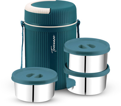 Trueware GRUB 3 Insulated Hot and Cold Lunch Box With 3 SS Container 300 ML Each 3 Containers Lunch Box(900 ml, Thermoware)