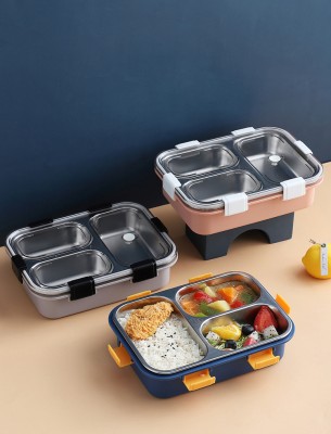 RUBICON Enterprise Leak Proof 3 Compartment SS Lunch & Tiffin Box For Adults & kids 3 Containers Lunch Box(750 ml, Thermoware)