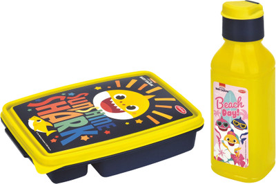 Pratap Fun Time Jr.(Hungry Kya Jr + Rocket 300 ml) Baby Shark 2 Containers Lunch Box(480 ml)