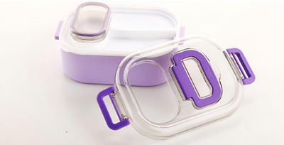 Garu Plastic Mighty Lunch Box with Multiple Compartments and Stylish Anti Spill Lid & 1 Spoon 2 Containers Lunch Box(1000 ml)