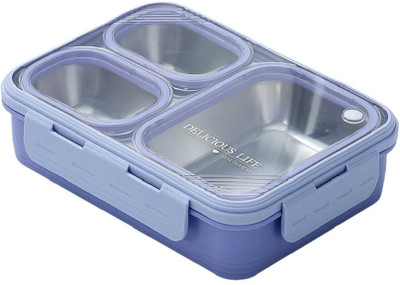RBGIIT Stainless Steel College Hostel Lunch Box Leak Proof Tiffin for Daily Use 3 Containers Lunch Box(900 ml)