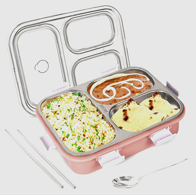 lavtoz Stainless Steel Bento Lunch Box with 3 Containers & !349 Secure Lock, 750ml 1 Containers Lunch Box(750 ml, Thermoware)