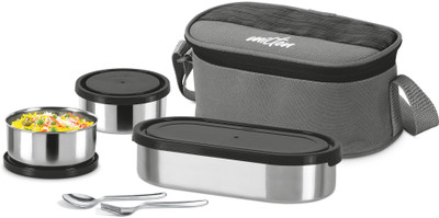MILTON Master Lunch Max (3 Containers,1 x 675 ml , 2 X 280 ml each) With Jacket, Black 3 Containers Lunch Box(1235 ml)