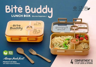 pari enterprises Bite Buddy Multicolor Airtight Lunch Box – 4 Compartment Tiffin for Kids (800ML) 1 Containers Lunch Box(800 ml)