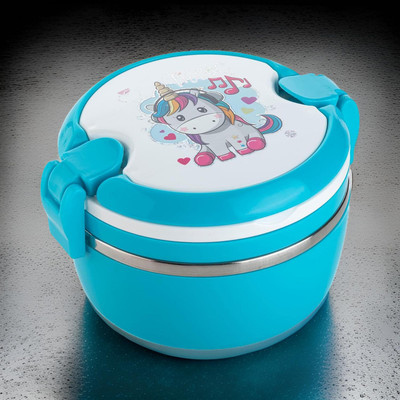p i enterprise Printed Steel Lunch Box, Round Lunch Box, Kids Lunch Box 2 Containers Lunch Box 1 Containers Lunch Box(750 ml, Thermoware)