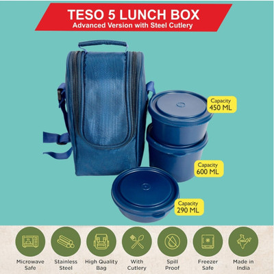ARJ HUB Microwave Safe Lunch/Tiffin Box for Office Set of 3 Containers (1340 ml) 3 Containers Lunch Box(1340 ml, Thermoware)