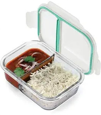 MMTSWorld Borosilicate Glass 2 Compartment Lunch Box For Office Food Container for Kitchen 1 Containers Lunch Box(1000 ml)