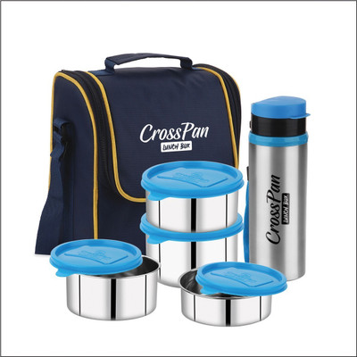 CrossPan Signature Stainless Steel Lunch Box / Tiffin Box with Sleek Bottle 4 Containers Lunch Box(1350 ml, Thermoware)