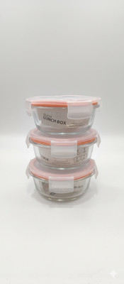 oreo plast OreoPlast Leakproof Glass Lunch Box (350ml) 3 PC 3 Containers Lunch Box(350 ml)