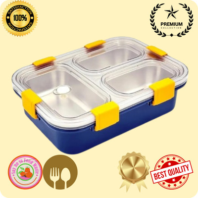 MOIRA INTERNATIONAL Lunch Box 3 Compartment Leakproof, Stainless Steel, With SPOON & FORK_BGF1004 3 Containers Lunch Box(750 ml, Thermoware)
