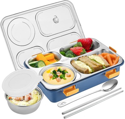 N2K2 Enterprise Leak Proof 4 Compartment Stainless Steel Lunch Boxes Tiffin Box for Adult Kids 4 Containers Lunch Box(900 ml, Thermoware)