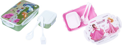 OMORTEX School Cartoon Lunch Box 2 Containers Lunch Box(1000 ml)