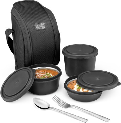 Classic Essentials Steel Supreme All in One Lunch Box Set of 3 MicrowaveSafe Container|,Free Bag 3 Containers Lunch Box(1250 ml, Thermoware)