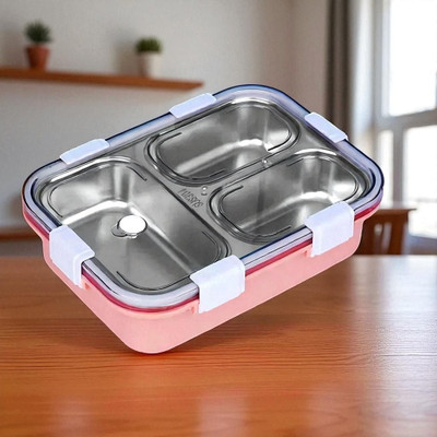 Colorbee BPA-Free 750 ml 3-Compartment Stainless Steel Lunch Box for Daily Kids Snacks 3 Containers Lunch Box(750 ml, Thermoware)