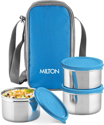 MILTON Stack Pack 3 Stainless Steel Lunch Box (3 X 500 ml containers) with Jacket 3 Containers Lunch Box(1500 ml)