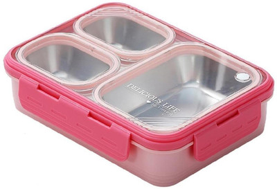 lavtoz 3 Compartment Steel Lunch Box | Leakproof, Insulated, BPA-Free Box a50 pink 3 Containers Lunch Box(750 ml, Thermoware)