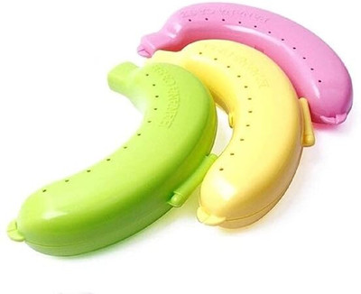 Yogini Greens Multicolor Banana Case Food Storage Container For office | School | Traval 3 Containers Lunch Box(200 ml)