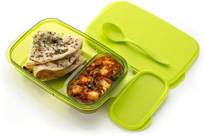 Ethnic Forest Reusable Divine Lunch Box Set Food Grade Plastic For Kids & Adults 2 Containers Lunch Box(590 ml)