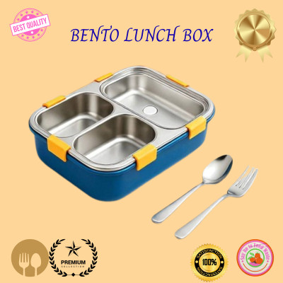 MOIRA INTERNATIONAL 3 Compartment Leakproof, Stainless Steel, With SPOON & FORK_DGG1019 3 Containers Lunch Box(750 ml, Thermoware)