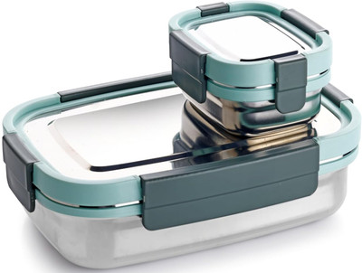 Ganesh Shine 750 Steel 2 Containers Lunch Box(890 ml)