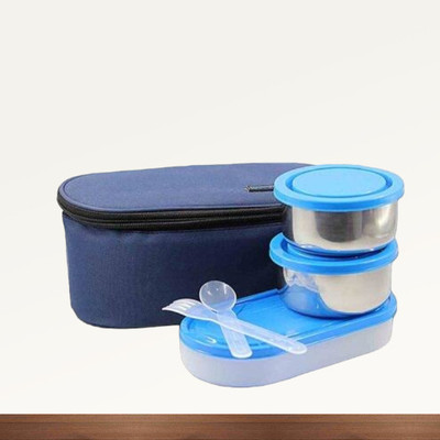 Hriday Lunch Box 3 containers 600ml Blue 031 3 Containers Lunch Box(1 L)