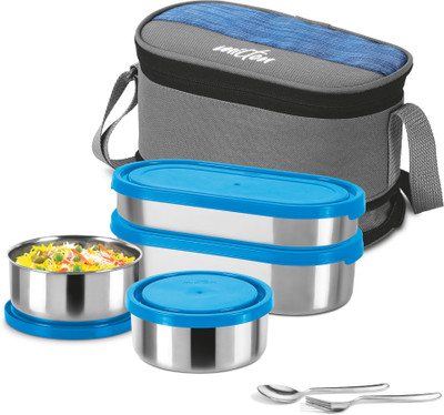 MILTON Triple Decker Stainless Steel Lunch Box With Insulated Jacket, Blue 4 Containers Lunch Box(1685 ml)