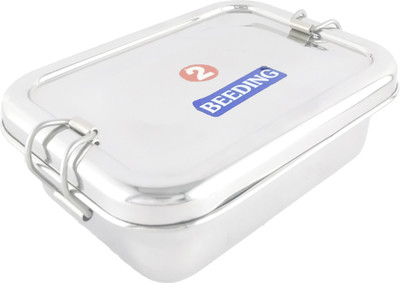 SAUBHAGYA Stainless Steel Lunch Box for School/Office Kids Adult- Small Rectangle 400ml 2 Containers Lunch Box(400 ml)