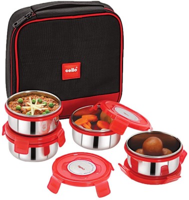 cello MF Supremo plastic (Red) 4 Containers Lunch Box(1200 ml, Thermoware)