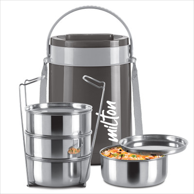 MILTON CLASSIC TIFFIN stainless steel containers BLACK 4 Containers Lunch Box(1200 ml, Thermoware)