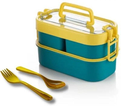 JAISIYARAM Plastic Lunch Box with 3 Detachable Box, 2 Spoons & Stylish Lid 3 Containers Lunch Box(1300 ml)