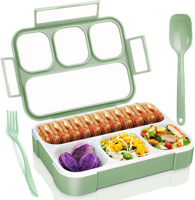 RBGIIT Plastic Kids School 4 Compartment Lunch Box With Spoon & Fork B-1 4 Containers Lunch Box(1000 ml)