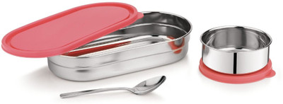 SHREYAINDUSTRY Premium Stainless Steel Oval Lunch Box, Leak-Proof & BPA-Free Tiffin (Green) 2 Containers Lunch Box(550 ml, Thermoware)