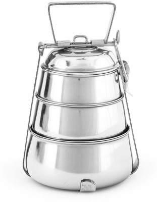 SAUBHAGYA Stainless Steel Pyramid Shape Lunch Box 3 container Food Pack Clip Tiffin 3 Tier 3 Containers Lunch Box(1200 ml)