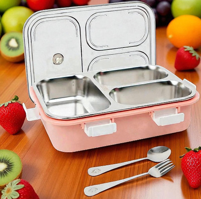 Colorbee Stainless Steel 3-Compartment Lunch Box - Compact & Easy to Carry 3 Containers Lunch Box(750 ml, Thermoware)