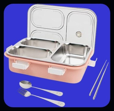 Kello Compartment -3 Sealed Leak Proof Stainless Steel For Kid's & Adult_K1278 3 Containers Lunch Box(750 ml, Thermoware)