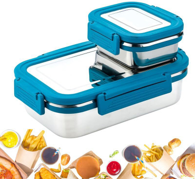 DRUMSTONE Jerry Stainless Steel Insulated Lunch Box 700ml+200ml | Leak-Proof Travel Gift 2 Containers Lunch Box(700 ml, Thermoware)