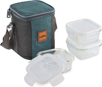 cello Elite Square Lunch box 3 pcs set 3 Containers Lunch Box(320 ml)