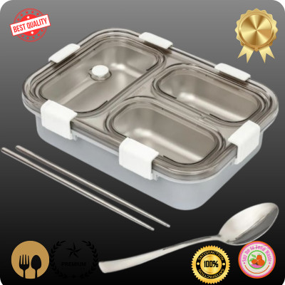 EVARA INTERNATIONAL Compartment -3 Sealed Leak Proof Stainless Steel For Kid's & Adult_GA37 3 Containers Lunch Box(1000 ml, Thermoware)