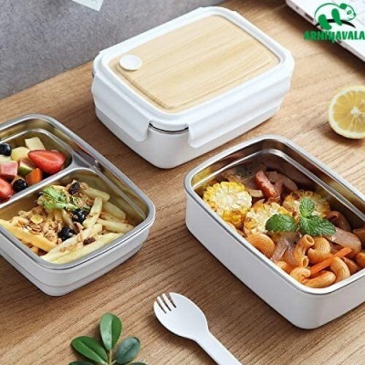 ARNIYAVALA Lunch Box for Kids – 3 Compartment 2 Layer Insulated Lunch Box Stainless Steel 1 Containers Lunch Box(800 ml)