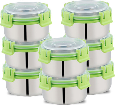 UNINOX Stainless steel lock n lock green color containers 425ml Set of 8 Containers Lunch Box(425 ml)