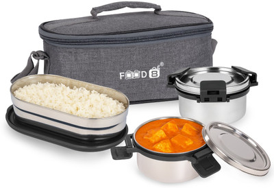 FOOD 8 Locknosh Corporate Lunch Box with Insulated Bag, 550ml Chapati Box & 350ml 2 Containers Lunch Box(1250 ml, Thermoware)