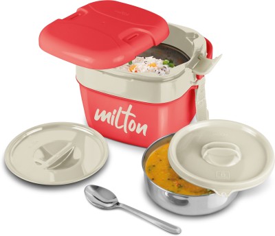 MILTON Cubic Big Inner Stainless Steel Tiffin Box, 1100 ml, Red 1 Containers Lunch Box(1100 ml, Thermoware)