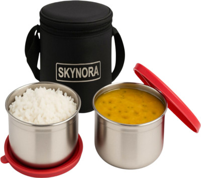 SKYNORA Stainless Steel Lunch Box Maroon Leak Proof Container 1000ml tiffin box 2 Containers Lunch Box(1000 ml, Thermoware)
