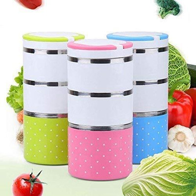 Lozenge 3 Layer Lunch Box Handheld Tiffin 3 Containers Lunch Box(1250 ml, Thermoware)