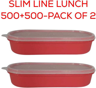 TUPPERWARE Slim Line Lunch Box Airtight Freezer Safe Each 500ml (Pack of 2) 2 Containers Lunch Box(1000 ml)