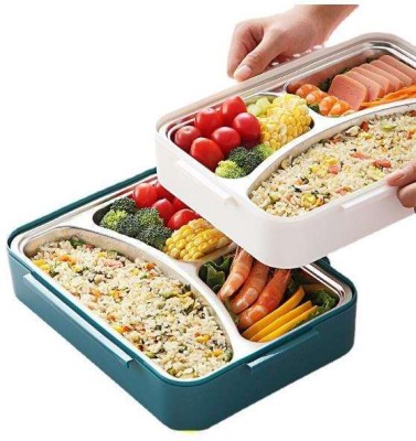 Nabhya Lunch Box – 3 Compartment Insulated Lunch Box Stainless Steel Tiffin Box 1 Containers Lunch Box(850 ml, Thermoware)